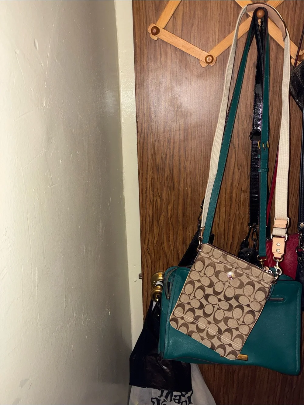 Coach Brown Signature Crossbody with Tan Trim